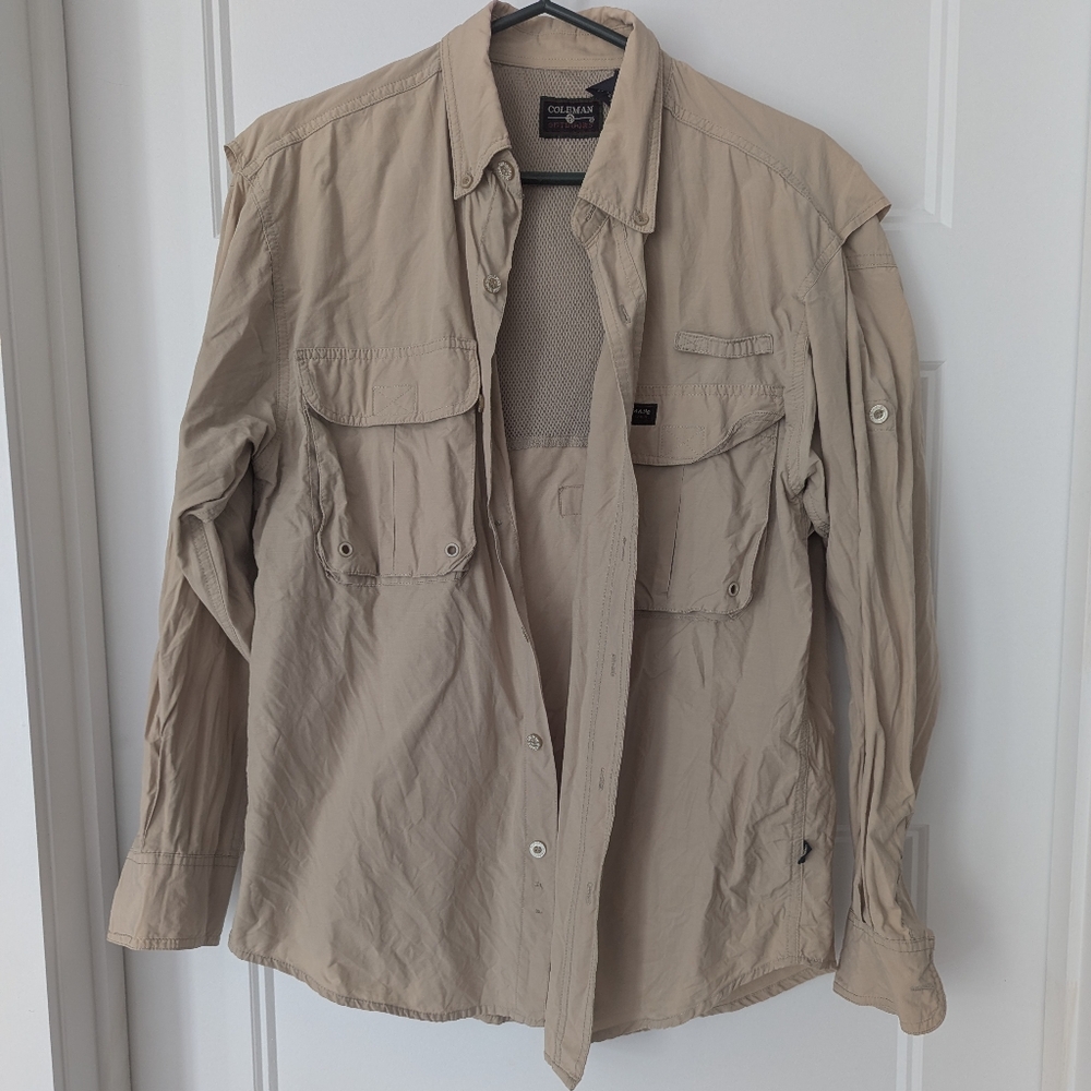 Coleman Beige Outdoor Shirt Size M - Hiking, Hunting Fishing